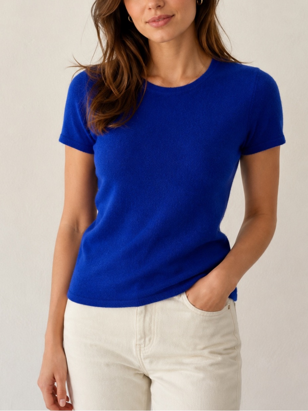 NWT Premise 100% Cashmere Short Sleeve Sweater Top M